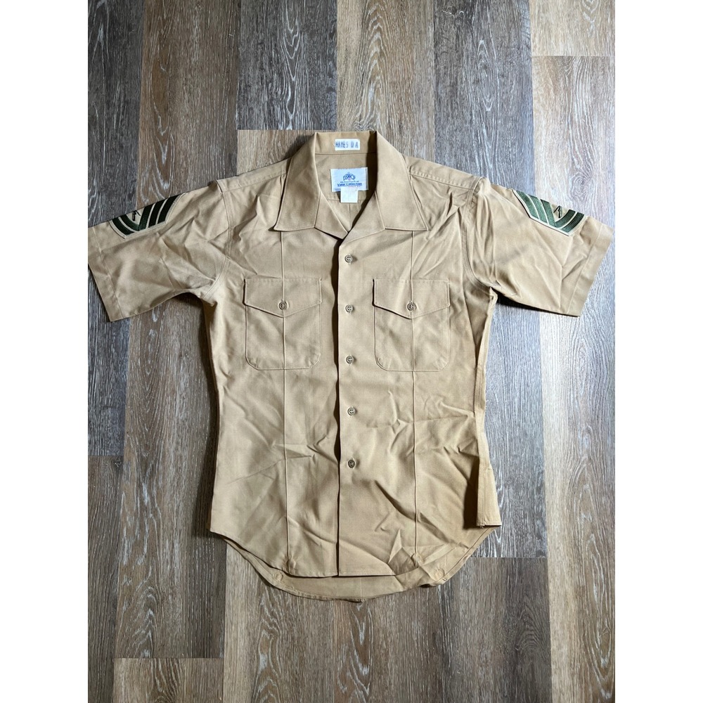 DSCP Valor Collection Mens Khaki Short Sleeve Military Uniform Shirt Size 16